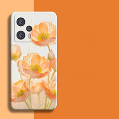 Custodia Silicone Morbida Fiori per Xiaomi Poco F5 5G Arancione