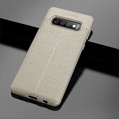 Custodia Silicone Morbida In Pelle Cover A02 per Samsung Galaxy S10 5G Grigio