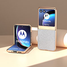 Custodia Silicone Morbida In Pelle Cover B02H per Motorola Moto Razr 40 Ultra 5G Bianco