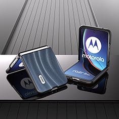 Custodia Silicone Morbida In Pelle Cover B03H per Motorola Moto Razr 40 Ultra 5G Blu