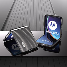 Custodia Silicone Morbida In Pelle Cover B03H per Motorola Moto Razr 40 Ultra 5G Grigio Scuro