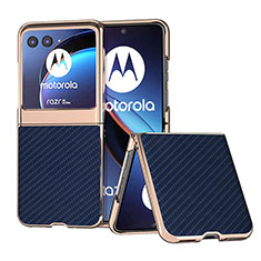 Custodia Silicone Morbida In Pelle Cover B04H per Motorola Moto Razr 40 Ultra 5G Blu