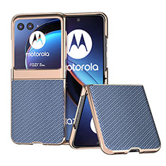 Custodia Silicone Morbida In Pelle Cover B04H per Motorola Moto Razr 40 Ultra 5G Cielo Blu