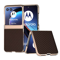 Custodia Silicone Morbida In Pelle Cover B04H per Motorola Moto Razr 40 Ultra 5G Marrone