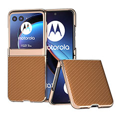 Custodia Silicone Morbida In Pelle Cover B04H per Motorola Moto Razr 40 Ultra 5G Marrone Chiaro