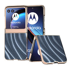 Custodia Silicone Morbida In Pelle Cover B05H per Motorola Moto Razr 40 Ultra 5G Blu