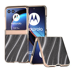 Custodia Silicone Morbida In Pelle Cover B05H per Motorola Moto Razr 40 Ultra 5G Khaki