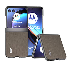 Custodia Silicone Morbida In Pelle Cover B10H per Motorola Moto Razr 40 Ultra 5G Khaki