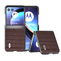 Custodia Silicone Morbida In Pelle Cover B11H per Motorola Moto Razr 40 Ultra 5G Marrone