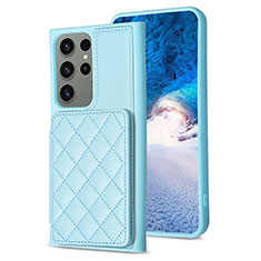 Custodia Silicone Morbida In Pelle Cover BF1 per Samsung Galaxy S21 FE 5G Azzurro
