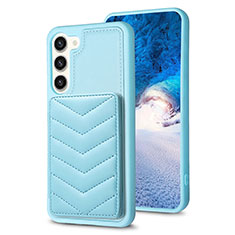 Custodia Silicone Morbida In Pelle Cover BF1 per Samsung Galaxy S22 5G Azzurro