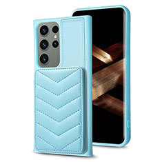 Custodia Silicone Morbida In Pelle Cover BF1 per Samsung Galaxy S24 Ultra 5G Azzurro