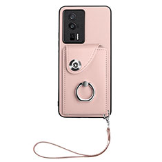 Custodia Silicone Morbida In Pelle Cover BF1 per Xiaomi Poco F5 Pro 5G Oro Rosa