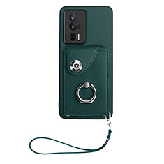 Custodia Silicone Morbida In Pelle Cover BF1 per Xiaomi Poco F5 Pro 5G Verde Notte