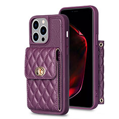 Custodia Silicone Morbida In Pelle Cover BF2 per Apple iPhone 14 Pro Viola