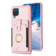 Custodia Silicone Morbida In Pelle Cover BF2 per Samsung Galaxy A12 Nacho Oro Rosa