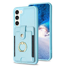 Custodia Silicone Morbida In Pelle Cover BF2 per Samsung Galaxy S22 5G Azzurro