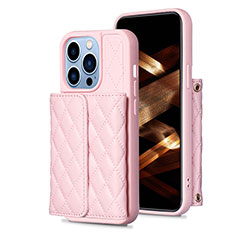 Custodia Silicone Morbida In Pelle Cover BF3 per Apple iPhone 14 Pro Max Oro Rosa