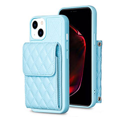 Custodia Silicone Morbida In Pelle Cover BF3 per Apple iPhone 15 Plus Blu