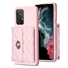 Custodia Silicone Morbida In Pelle Cover BF3 per Samsung Galaxy A52 5G Oro Rosa