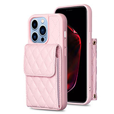 Custodia Silicone Morbida In Pelle Cover BF4 per Apple iPhone 14 Pro Oro Rosa