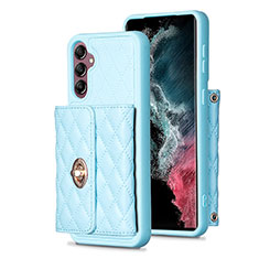 Custodia Silicone Morbida In Pelle Cover BF4 per Samsung Galaxy A14 4G Cielo Blu