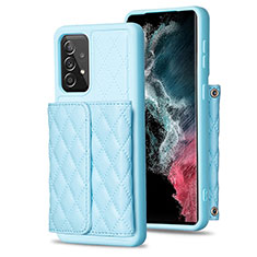 Custodia Silicone Morbida In Pelle Cover BF4 per Samsung Galaxy A52s 5G Cielo Blu