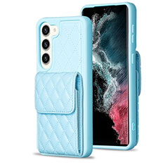 Custodia Silicone Morbida In Pelle Cover BF5 per Samsung Galaxy S22 Plus 5G Azzurro