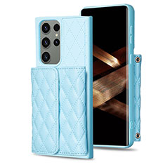 Custodia Silicone Morbida In Pelle Cover BF5 per Samsung Galaxy S24 Ultra 5G Azzurro