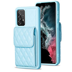Custodia Silicone Morbida In Pelle Cover BF6 per Samsung Galaxy A52 5G Cielo Blu