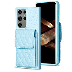 Custodia Silicone Morbida In Pelle Cover BF6 per Samsung Galaxy S24 Ultra 5G Azzurro