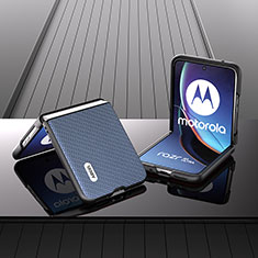Custodia Silicone Morbida In Pelle Cover BH1 per Motorola Moto Razr 40 Ultra 5G Azzurro