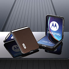 Custodia Silicone Morbida In Pelle Cover BH1 per Motorola Moto Razr 40 Ultra 5G Marrone