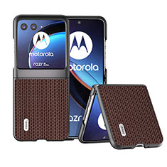 Custodia Silicone Morbida In Pelle Cover BH4 per Motorola Moto Razr 40 Ultra 5G Marrone
