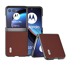 Custodia Silicone Morbida In Pelle Cover BH5 per Motorola Moto Razr 40 Ultra 5G Marrone