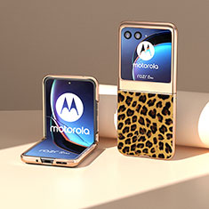 Custodia Silicone Morbida In Pelle Cover BH7 per Motorola Moto Razr 40 Ultra 5G Marrone