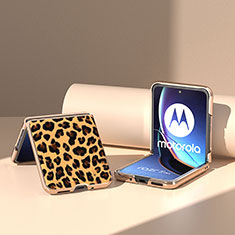 Custodia Silicone Morbida In Pelle Cover BH8 per Motorola Moto Razr 40 Ultra 5G Marrone