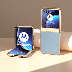Custodia Silicone Morbida In Pelle Cover BH9 per Motorola Moto Razr 40 Ultra 5G Azzurro