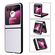 Custodia Silicone Morbida In Pelle Cover BY3 per Motorola Moto Razr 40 Ultra 5G Bianco