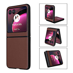 Custodia Silicone Morbida In Pelle Cover BY3 per Motorola Moto Razr 40 Ultra 5G Marrone
