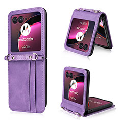 Custodia Silicone Morbida In Pelle Cover BY5 per Motorola Moto Razr 40 Ultra 5G Viola