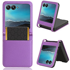 Custodia Silicone Morbida In Pelle Cover BY6 per Motorola Moto Razr 40 Ultra 5G Viola