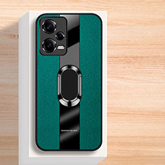 Custodia Silicone Morbida In Pelle Cover con Magnetico Anello Supporto K01 per Xiaomi Redmi Note 12 Explorer Verde