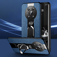 Custodia Silicone Morbida In Pelle Cover con Magnetico Anello Supporto PB1 per Huawei Honor Magic3 5G Blu