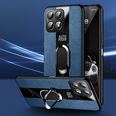 Custodia Silicone Morbida In Pelle Cover con Magnetico Anello Supporto PB1 per Huawei Honor X30i Blu