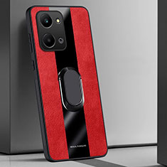 Custodia Silicone Morbida In Pelle Cover con Magnetico Anello Supporto PB1 per Huawei Honor X7a Rosso