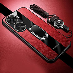 Custodia Silicone Morbida In Pelle Cover con Magnetico Anello Supporto PB1 per Huawei Nova 11 SE Rosso