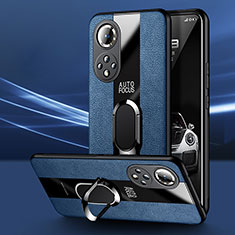 Custodia Silicone Morbida In Pelle Cover con Magnetico Anello Supporto PB1 per Huawei Nova 9 Pro Blu