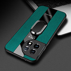 Custodia Silicone Morbida In Pelle Cover con Magnetico Anello Supporto PB1 per OnePlus 11 5G Verde