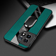Custodia Silicone Morbida In Pelle Cover con Magnetico Anello Supporto PB1 per OnePlus 11R 5G Verde